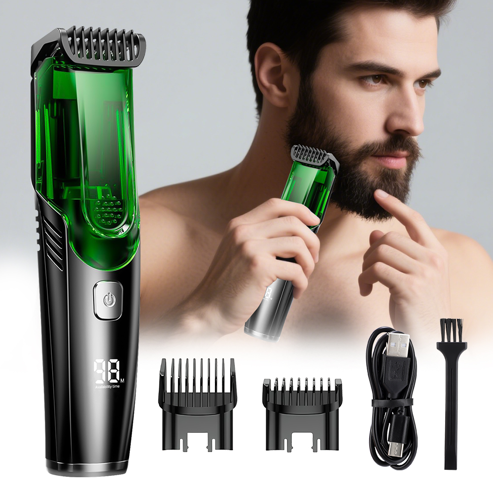 Men'S Grooming Hair And Body Wash - コードレス男性用ひげトリマー電気シェーバーIPX6防水内蔵真空クリッパー口ひげもみあげグルーミングキット