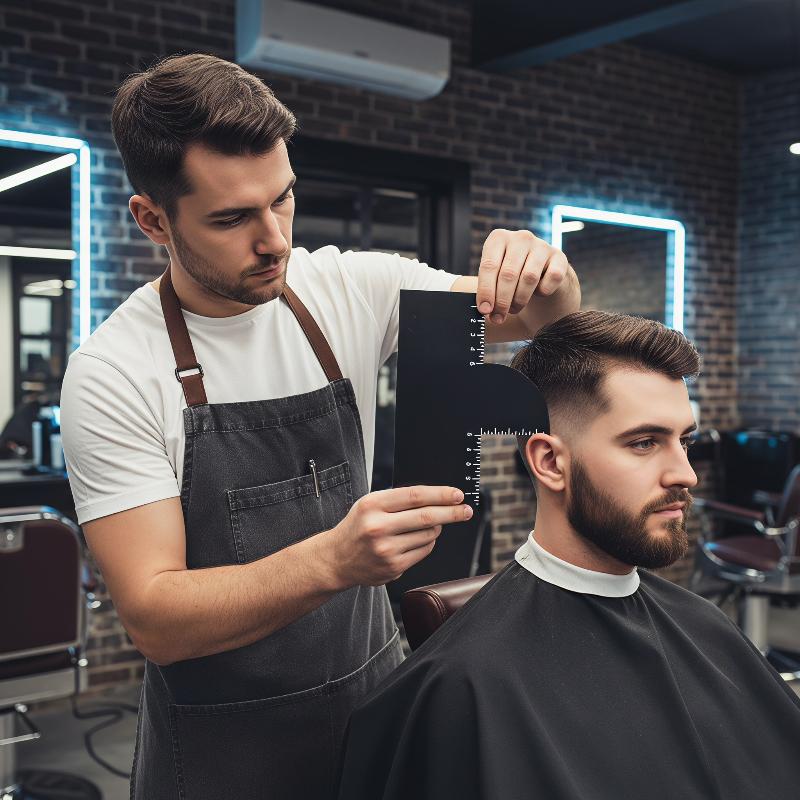 Men'S Grooming Guide - 1個入りヘアライン強化カード、髭ラインアップシェーピングツール、ラインアップガイド、完璧なエッジング、理髪師用ヘアグルーミング、男性用ヘアスタイリングツール