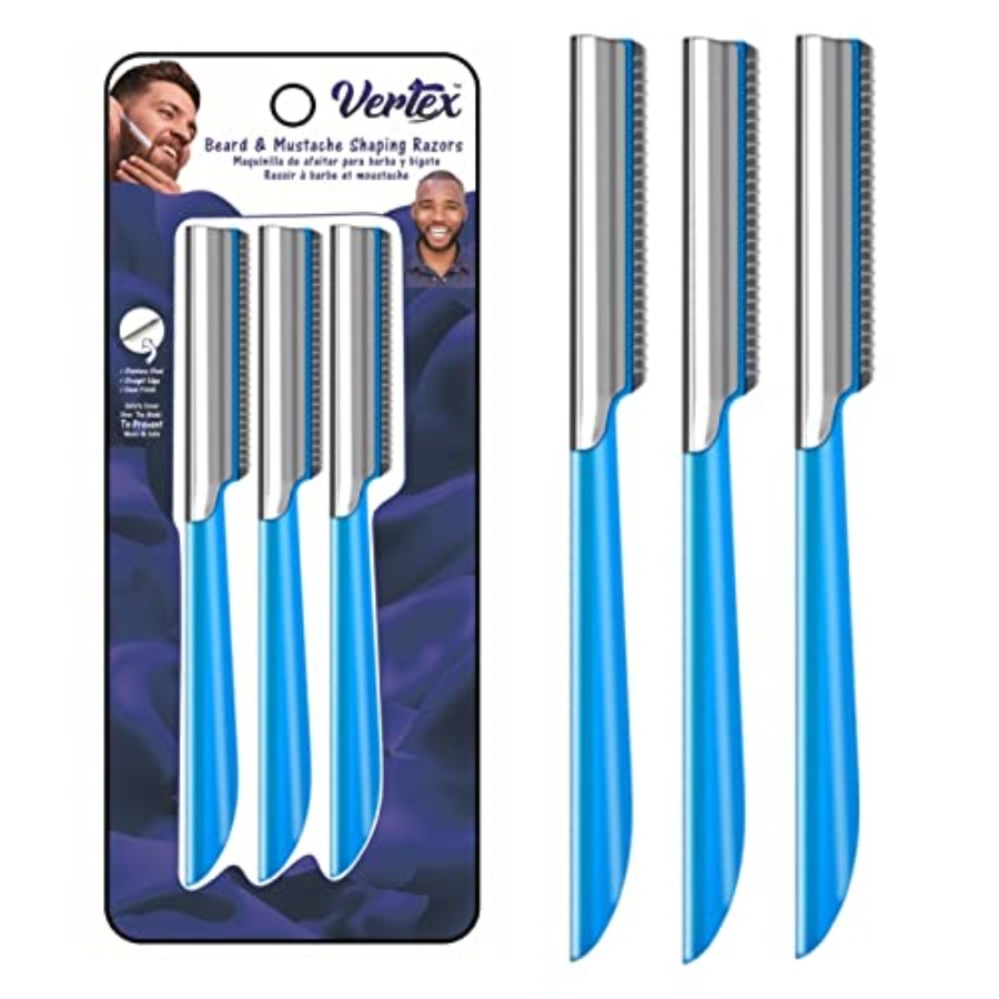 Men'S Grooming Eyebrow Shape - ひげ整形用カミソリツール、口ひげ用ストレートエッジトラベルカミソリ、ステンレス製、眉毛グルーミングキットトリマーブレード、男性用