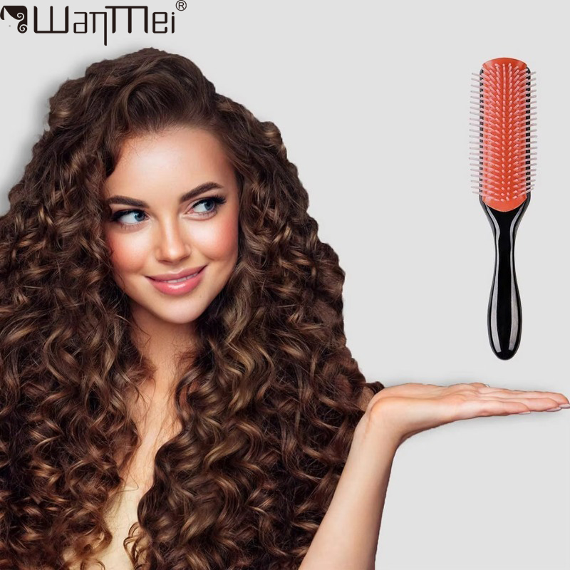 Men'S Grooming Brush - WANMEIスタイリングカーリーヘアブラシ、自然な太い巻き毛用、旅行用もつれ解消ブラシコーム、女性男性用、カールを際立たせるヘア