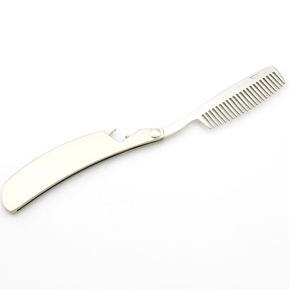 Grooming Men'S Hair - 亜鉛合金製のひげ用コーム。折りたたみ式で小型、持ち運びにも便利。男性用。頭皮マッサージ機能付き。静電気防止。スタイリングツール。グルーミングアクセサリー。