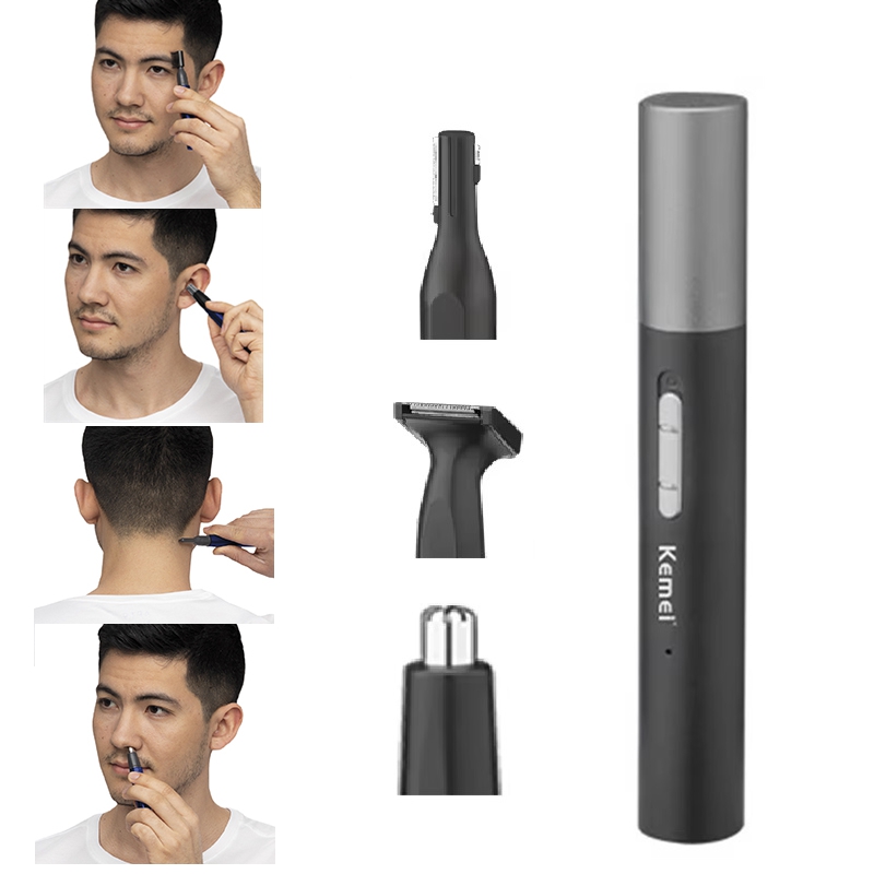 Men'S Grooming Products - Kemei Pro 充電式鼻毛トリマーペンひげグルーミングキット電動フェイシャルネックラインボディトリマー耳眉毛トリマー男性女性用