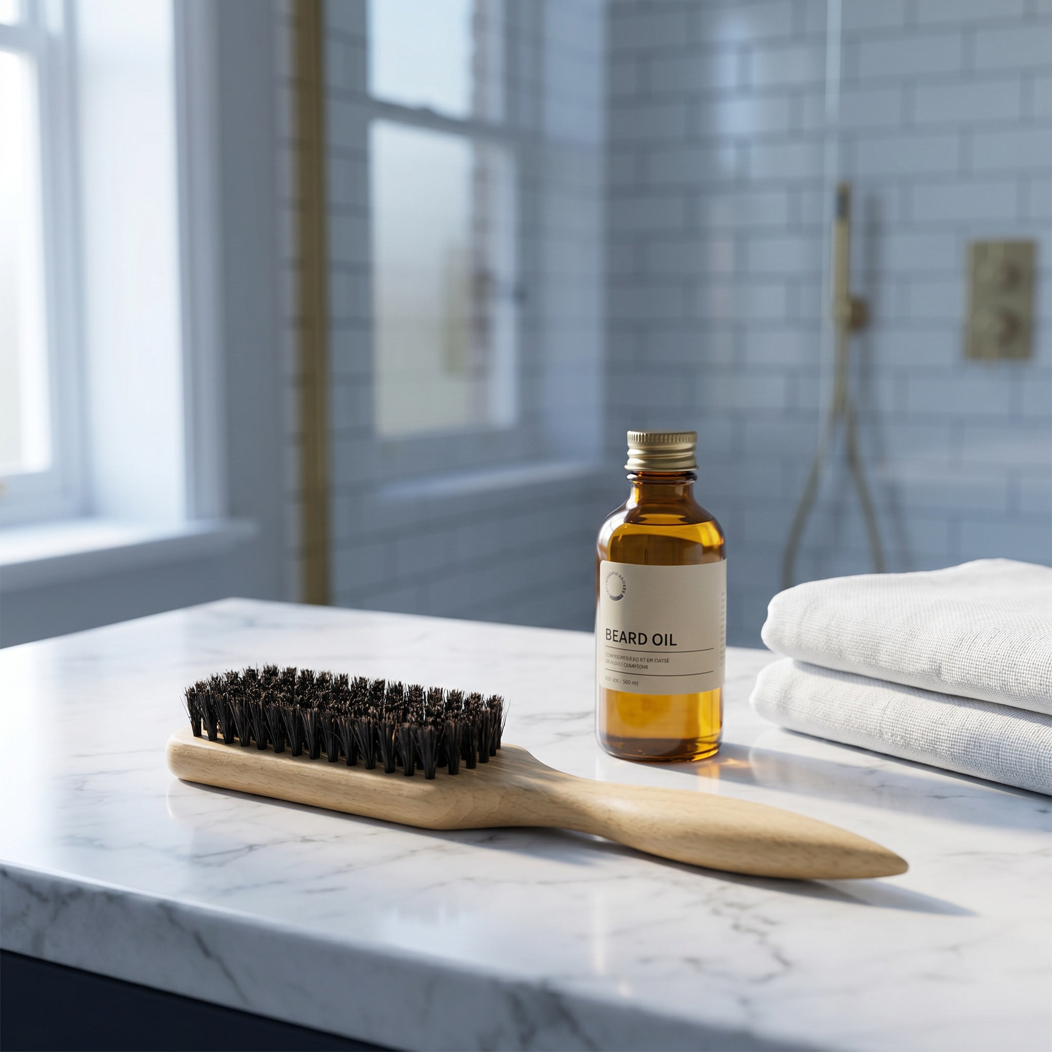 Men'S Grooming Brush - 柔らかい毛の小さなひげブラシ。木製のハンドル。男性用。口ひげ用。ポケットサイズで持ち運び可能。ひげの手入れやスタイリングに。カーキ色。男性用コーム。