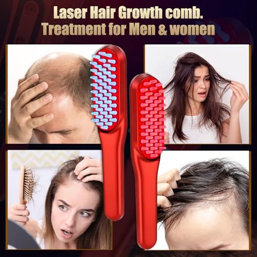 Men'S Grooming Brush - レーザー育毛コーム、赤色光育毛トリートメント、男女兼用