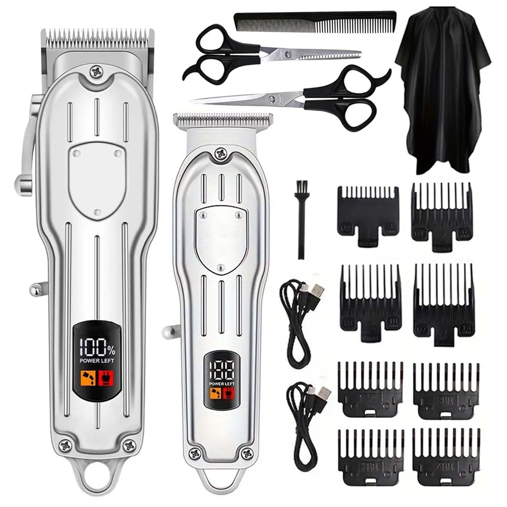Men'S Grooming Products - 電動バリカン デジタルディスプレイ 多機能 家庭用ヘアトリマー プロ仕様 散髪グルーミングキット