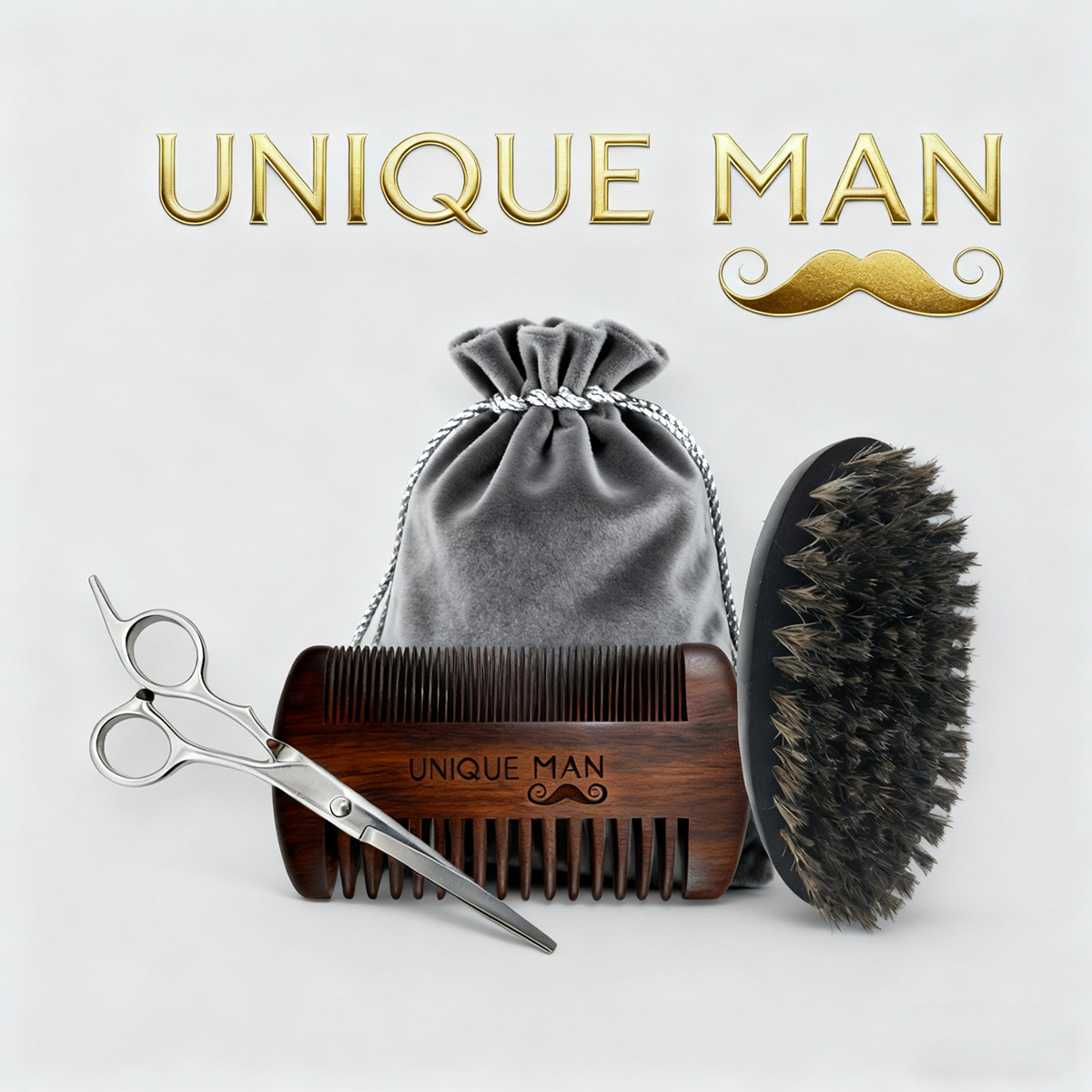 Men'S Grooming Brush - ユニークマン メンズひげセット、黒ひげブラシとコーム、毎日のひげのお手入れとスタイリングに最適、理想的なクリスマスプレゼント