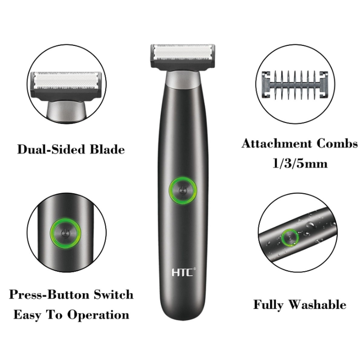 HTC メンズ電動鼠径部ヘアトリマー陰毛トリマーボディグルー - Men'S Grooming Hair And Body Wash のレビューと価格