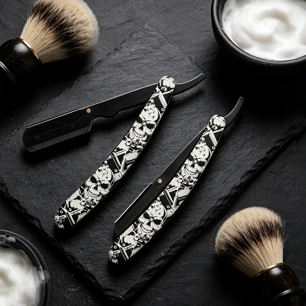 ヴィンテージスカルアートプリントハンドル付き昔ながらのカミソ - Men'S Grooming Eyebrow Trimming のレビューと価格
