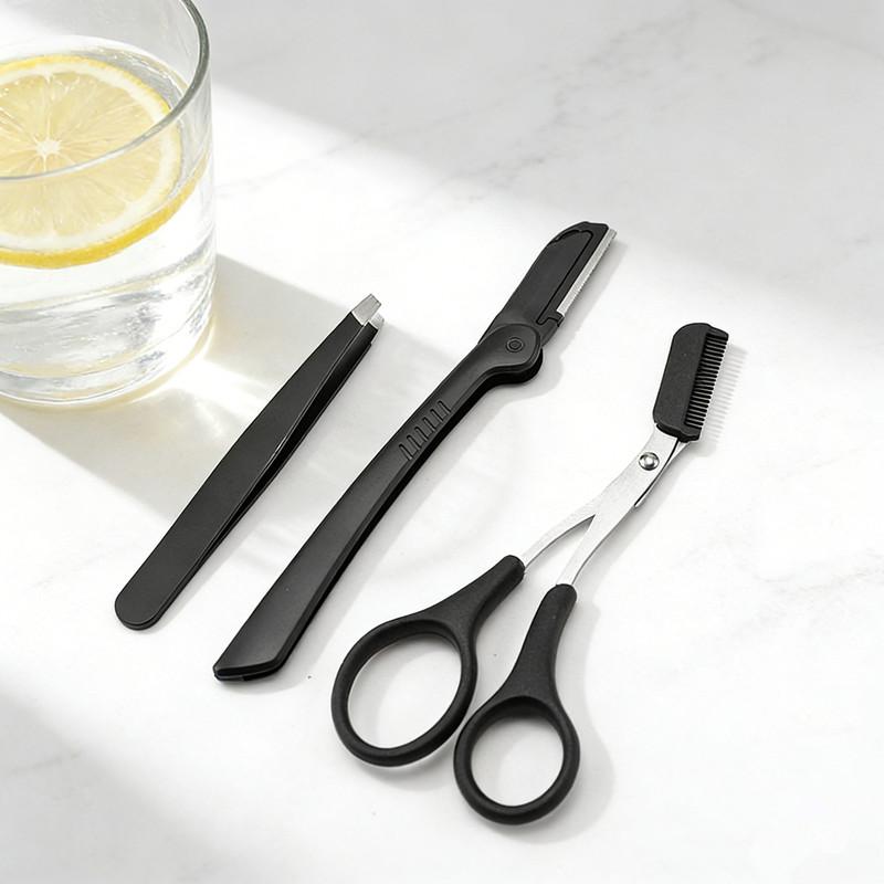プロ仕様3ピースステンレス製眉毛グルーミングキット 女性男性 - Men'S Grooming Eyebrow Shape のレビューと価格