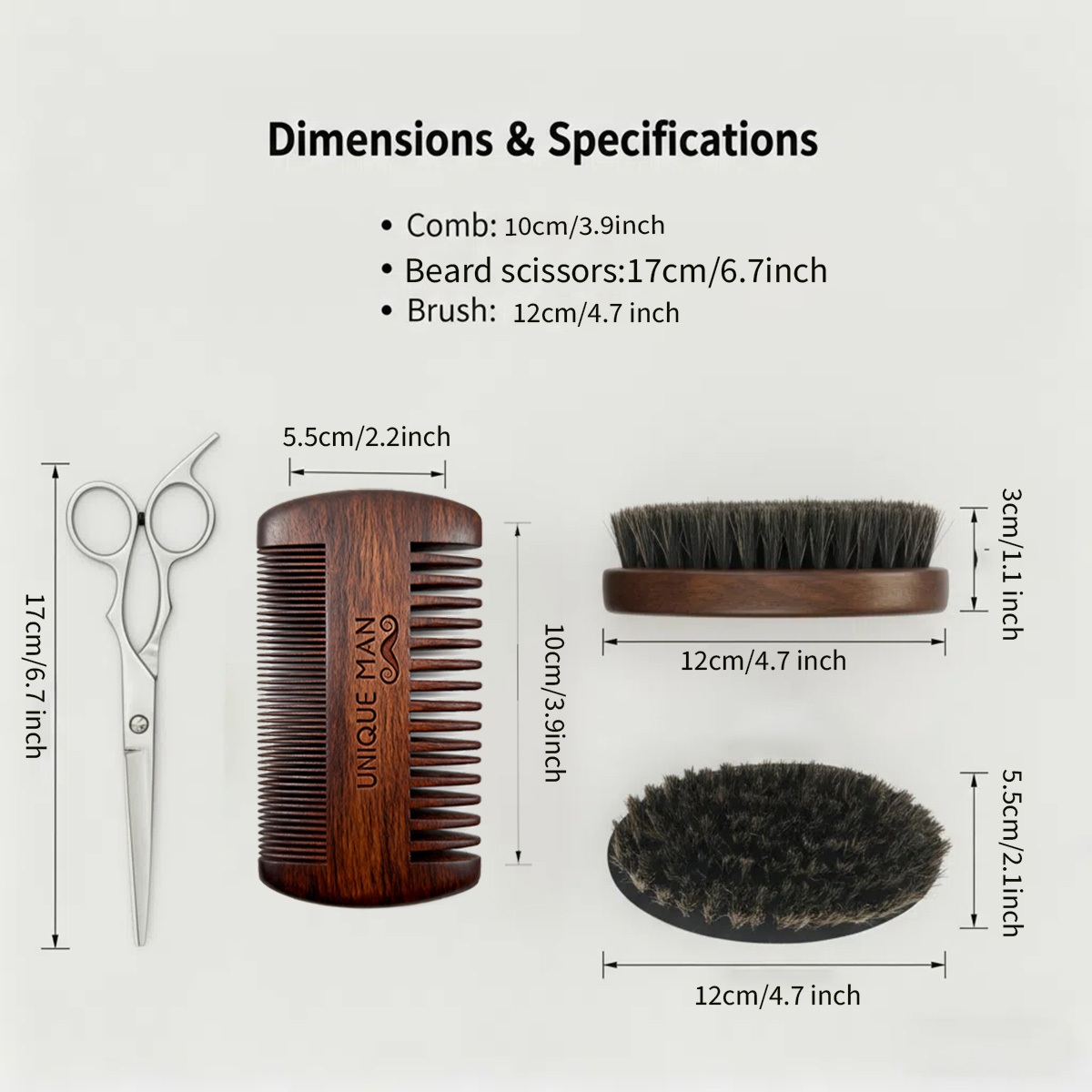 ユニークマン メンズひげセット、黒ひげブラシとコーム、毎日の - Men'S Grooming Brush のレビューと価格