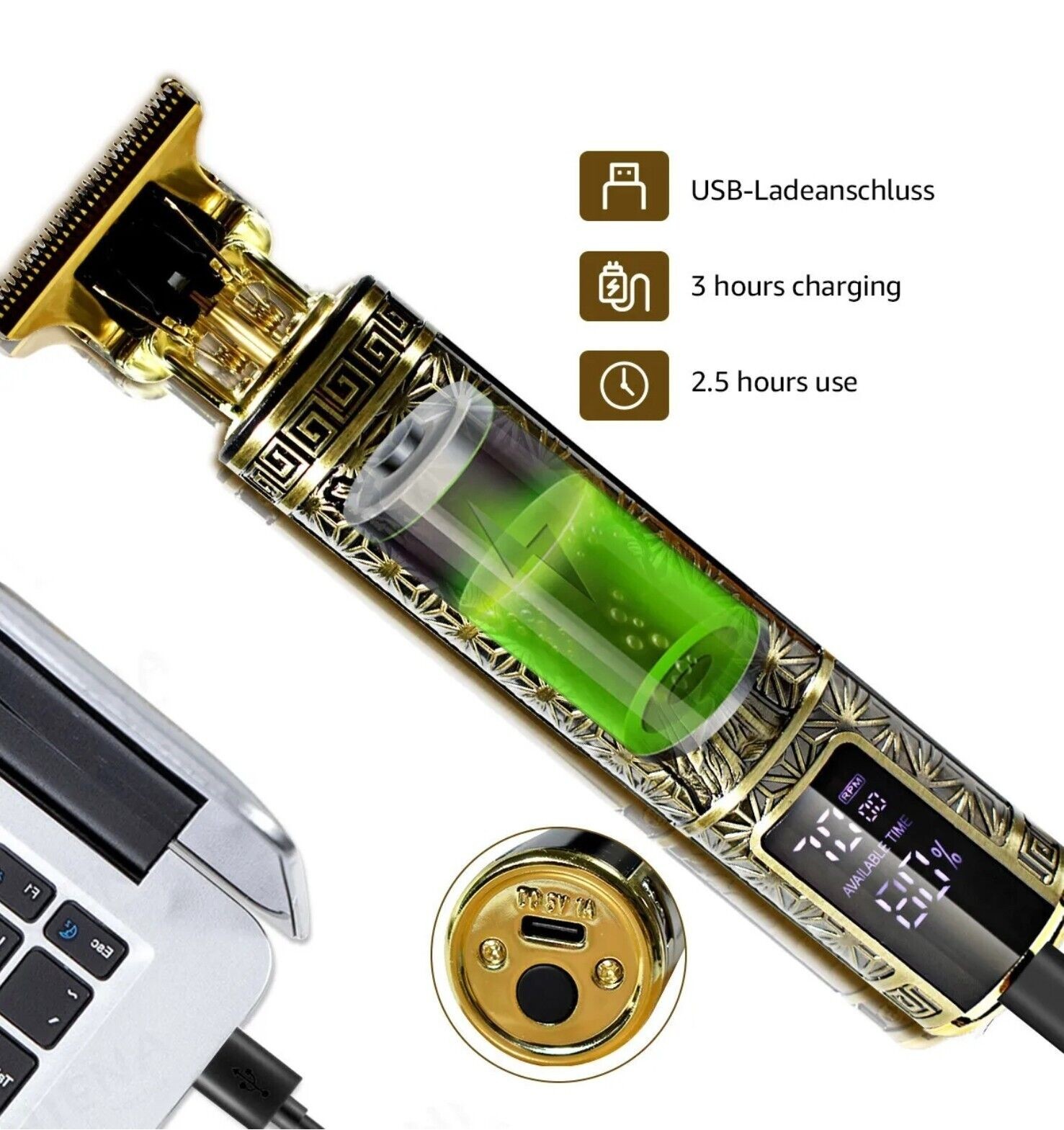 USB充電式コードレス電動ヘアクリッパー、LCDスクリーン付 - Men'S Grooming Guide のレビューと価格
