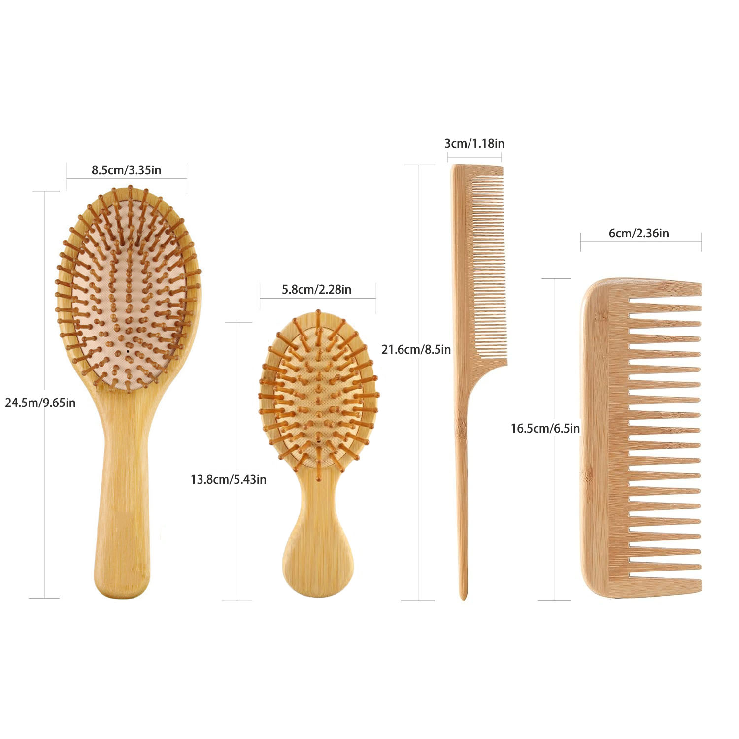 竹製ヘアブラシ＆コームセット（男女兼用）、木製ワイドトゥース - Men'S Grooming Brush のレビューと価格
